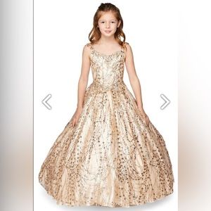 Cinderella Couture girls Size 16 GOLD gown